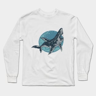 angry face blue shark Long Sleeve T-Shirt